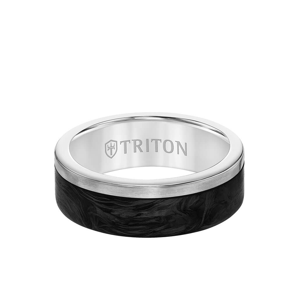 7MM Titanium & Forged Carbon Ring - Flat Profile and Asymmetrical Channel