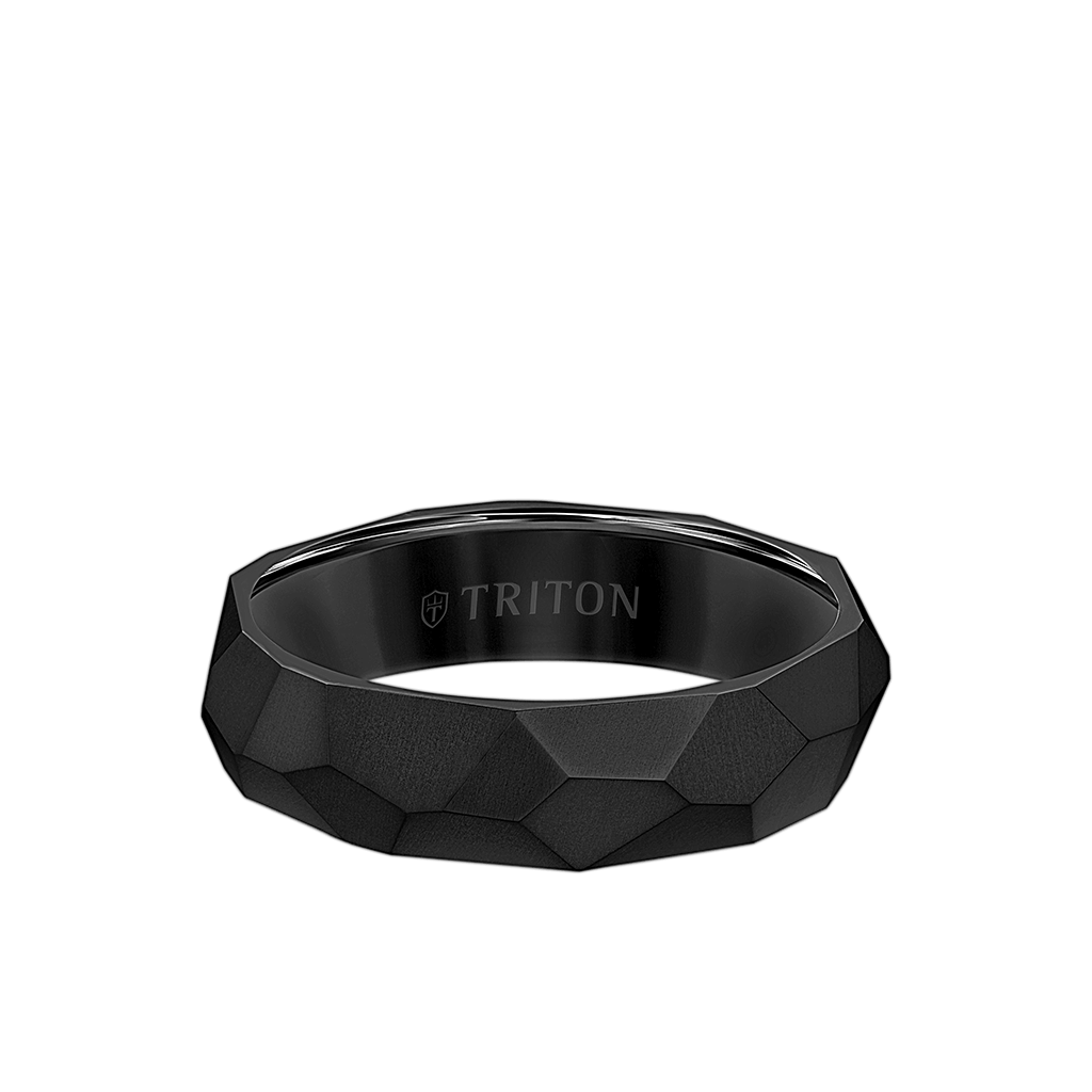 6MM Titanium Ring with Faceted Brushed Finish