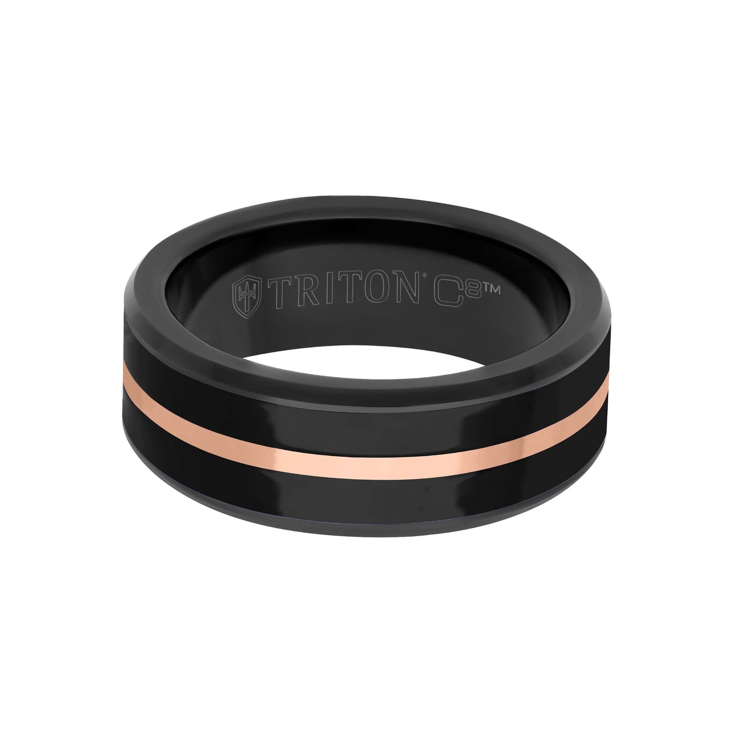8MM Tungsten Carbide Ring - Ceramic Inlay with Center Line and Broken Edge