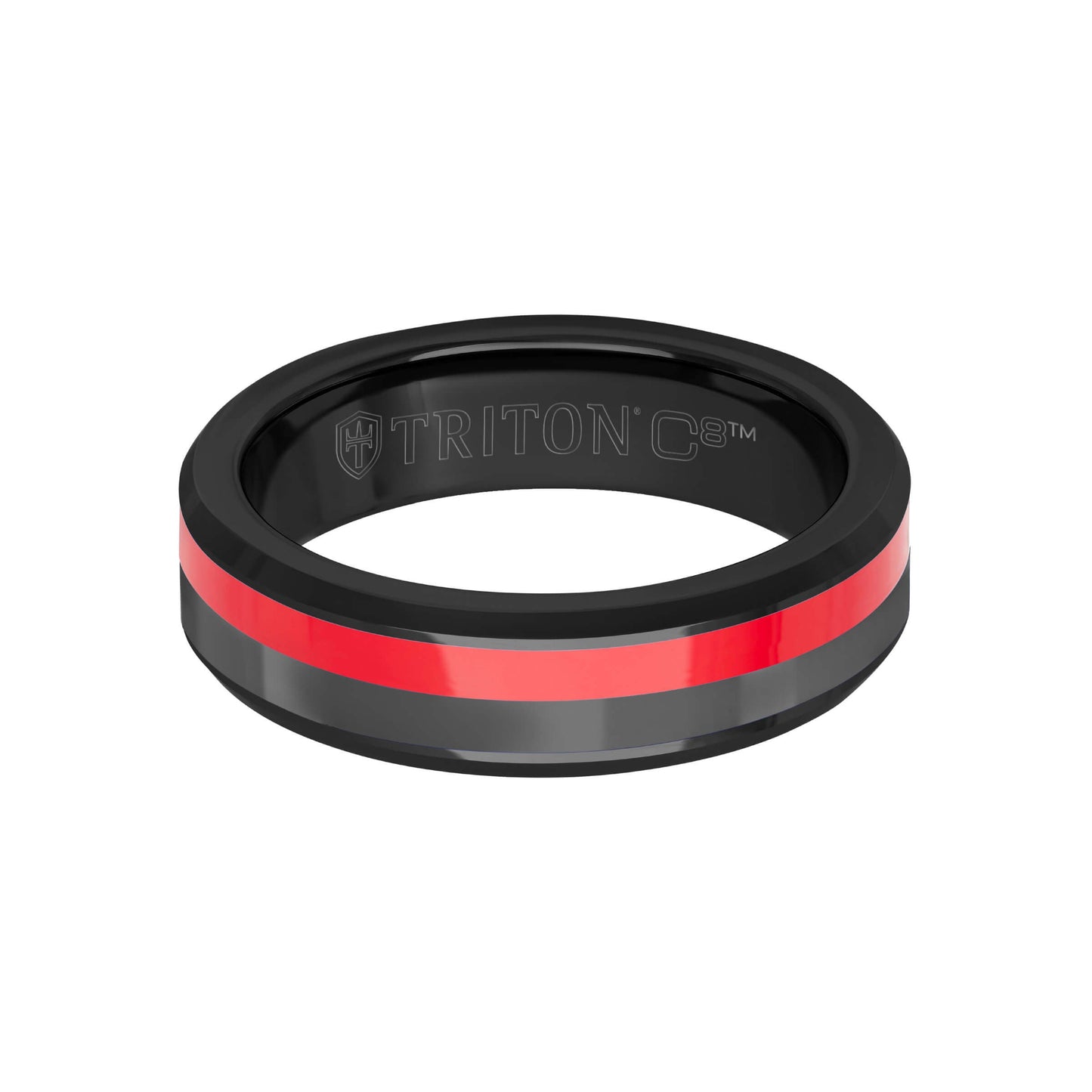 6MM Tungsten Carbide Ring - Ceramic Channel and Bevel Edge
