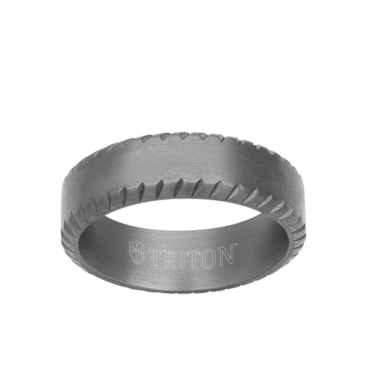 7MM Tantalum Ring - Milgrain Finish and Bevel Edge