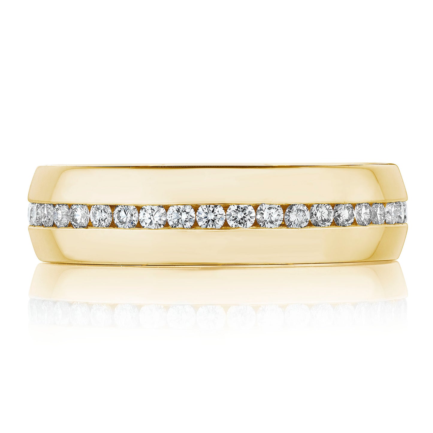 Channel Set Diamond in High Polish Finish Wedding Band