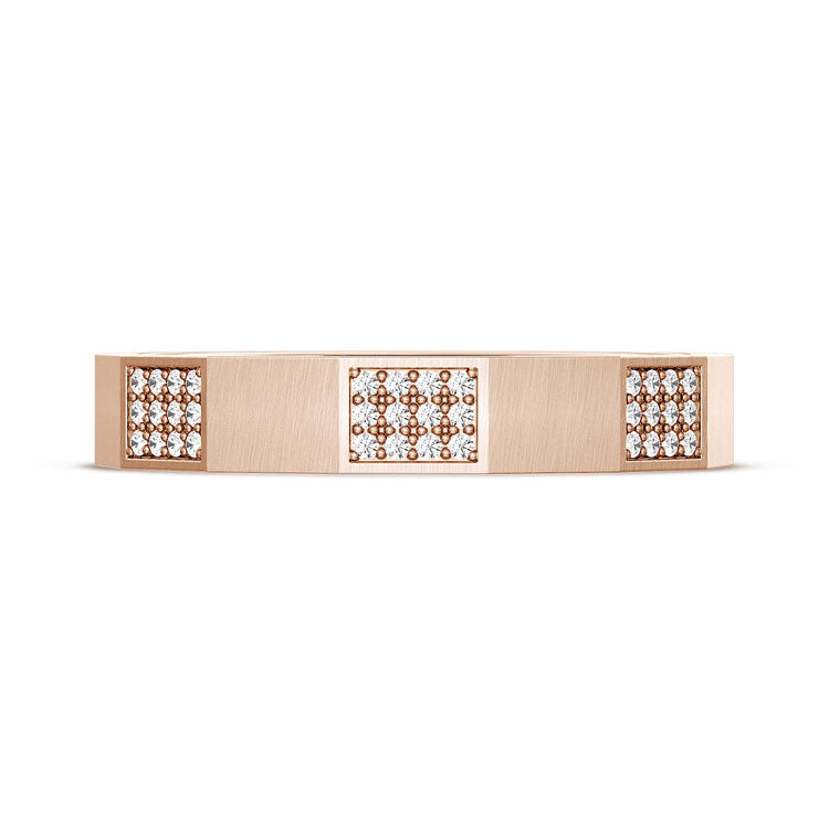 Diamond Faceted - Partial Coverage Wedding Band in Satin Finish - 4mm