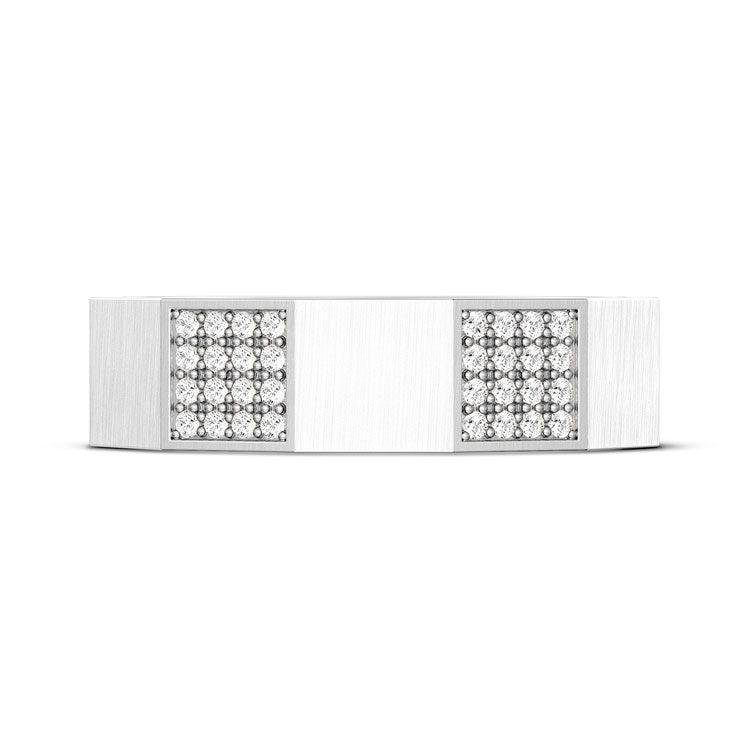 Diamond Faceted - Partial Coverage Wedding Band in Satin Finish - 6mm