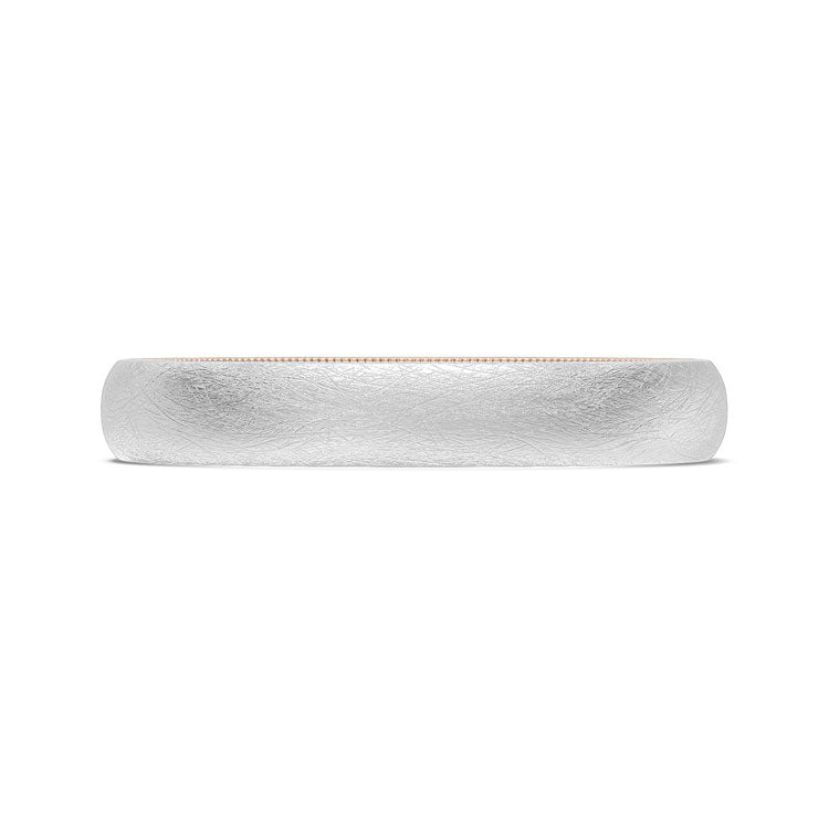 Classic Two-Tone Rounded Wedding Band in Brushed Finish