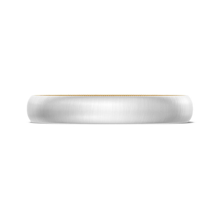 Classic Two-Tone Rounded Wedding Band in Satin Finish