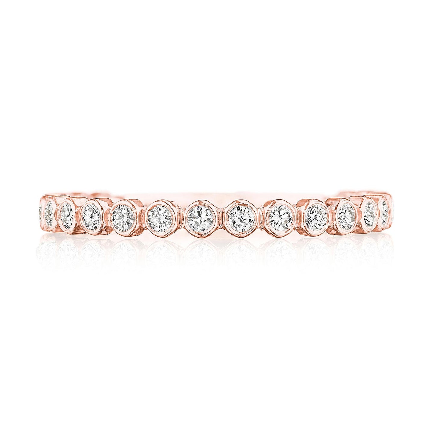 Round Bezel Droplet Wedding Band with Diamond