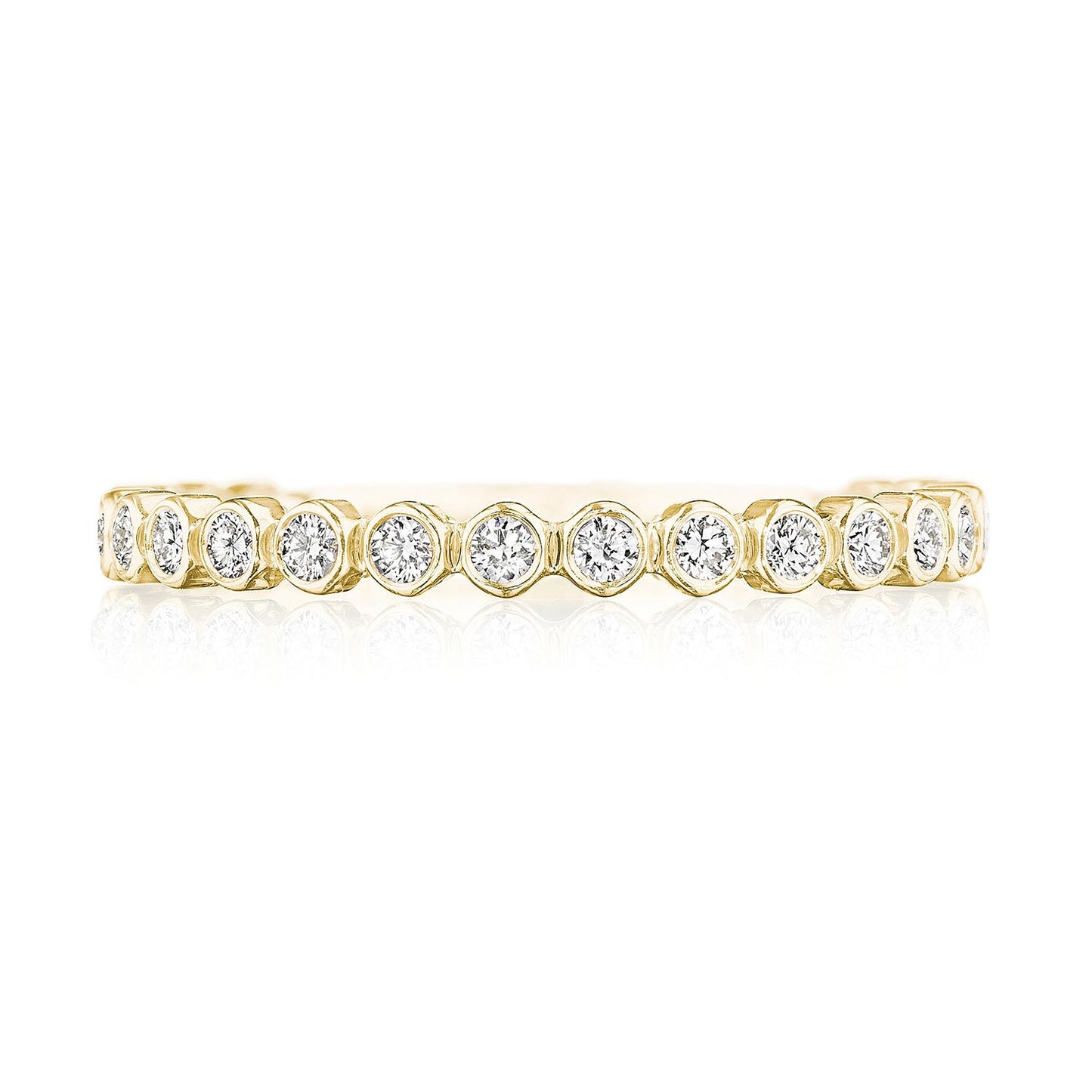 Round Bezel Droplet Wedding Band with Diamond