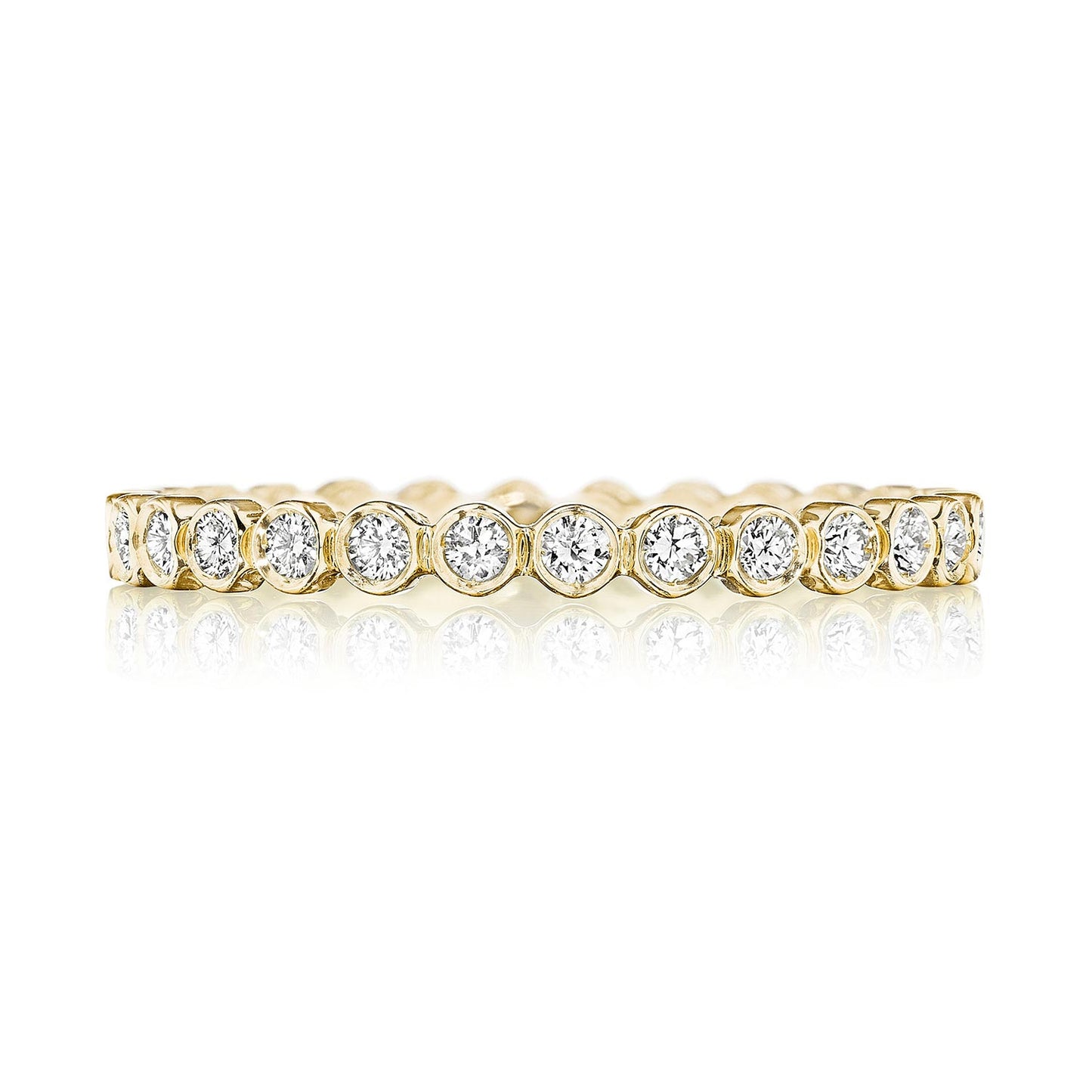 Round Bezel Droplet Wedding Band with Diamond