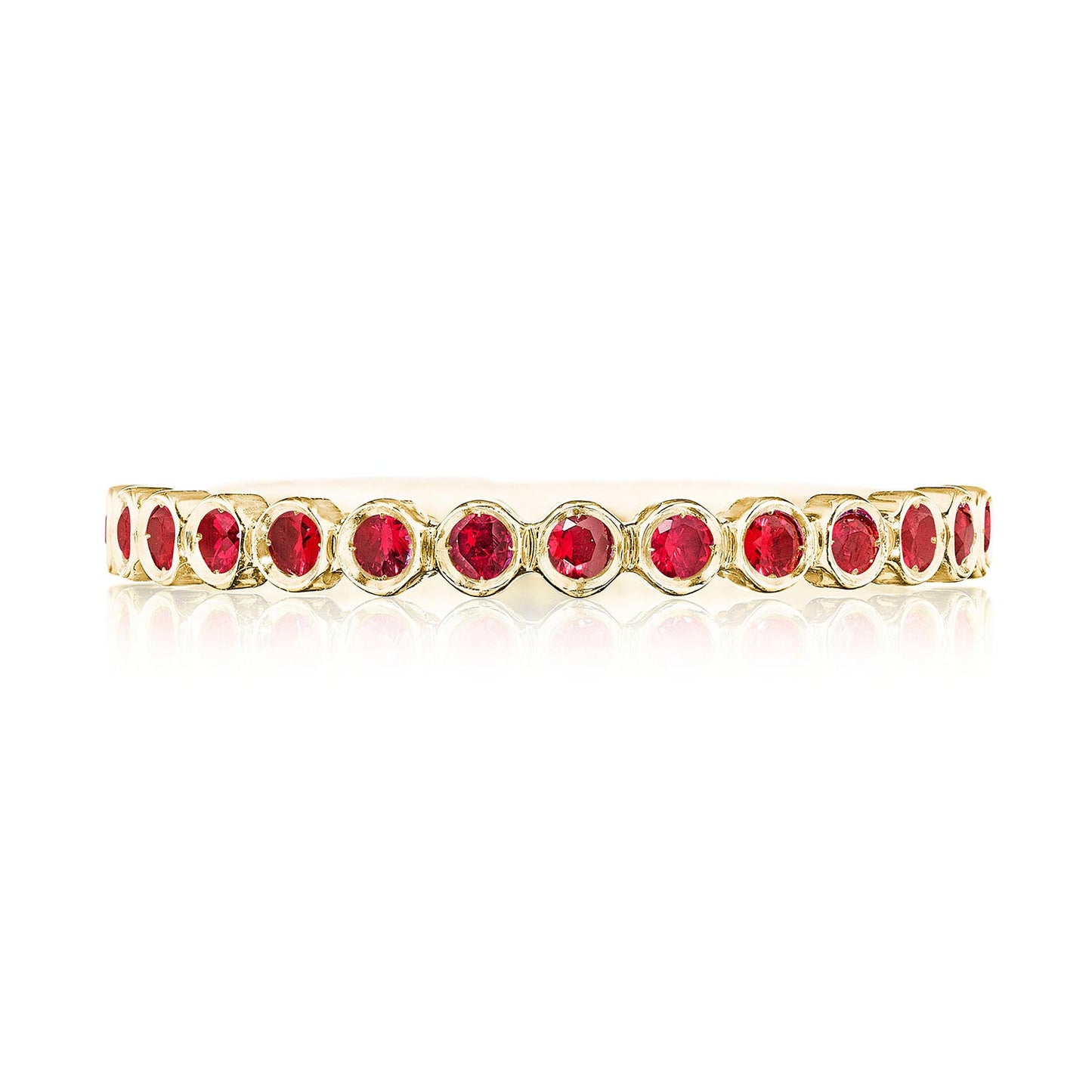 Round Bezel Droplet Wedding Band with Ruby