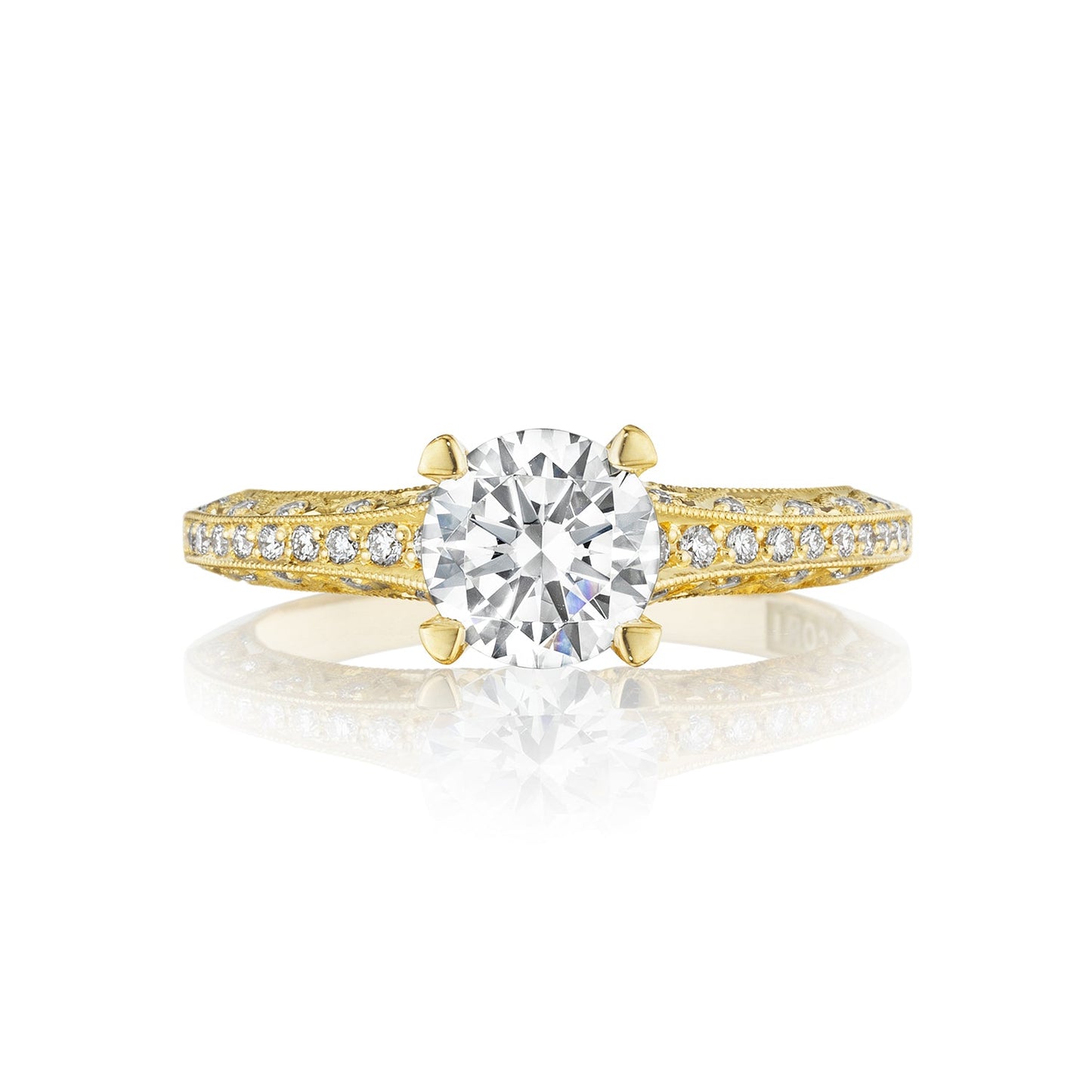 Tacori 18k Yellow Gold Classic Crescent Round Diamond Engagement Ring Setting (0.22 CTW)