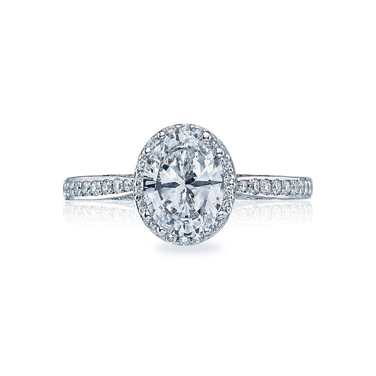 Tacori Platinum Dantela Oval Diamond Engagement Ring Setting (0.3CTW)