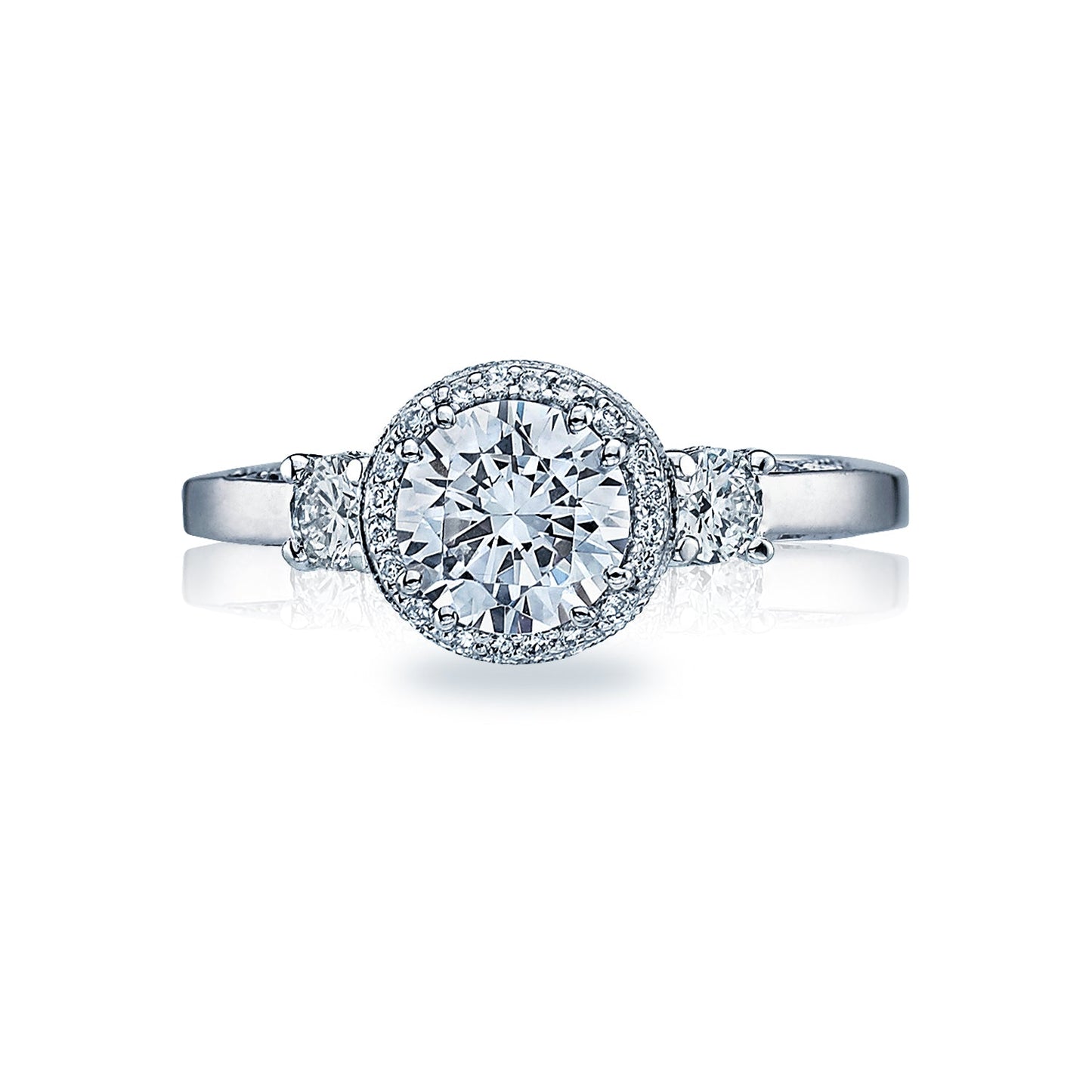 Tacori 18k White Gold Dantela Round Diamond Engagement Ring Setting (0.4 CTW)