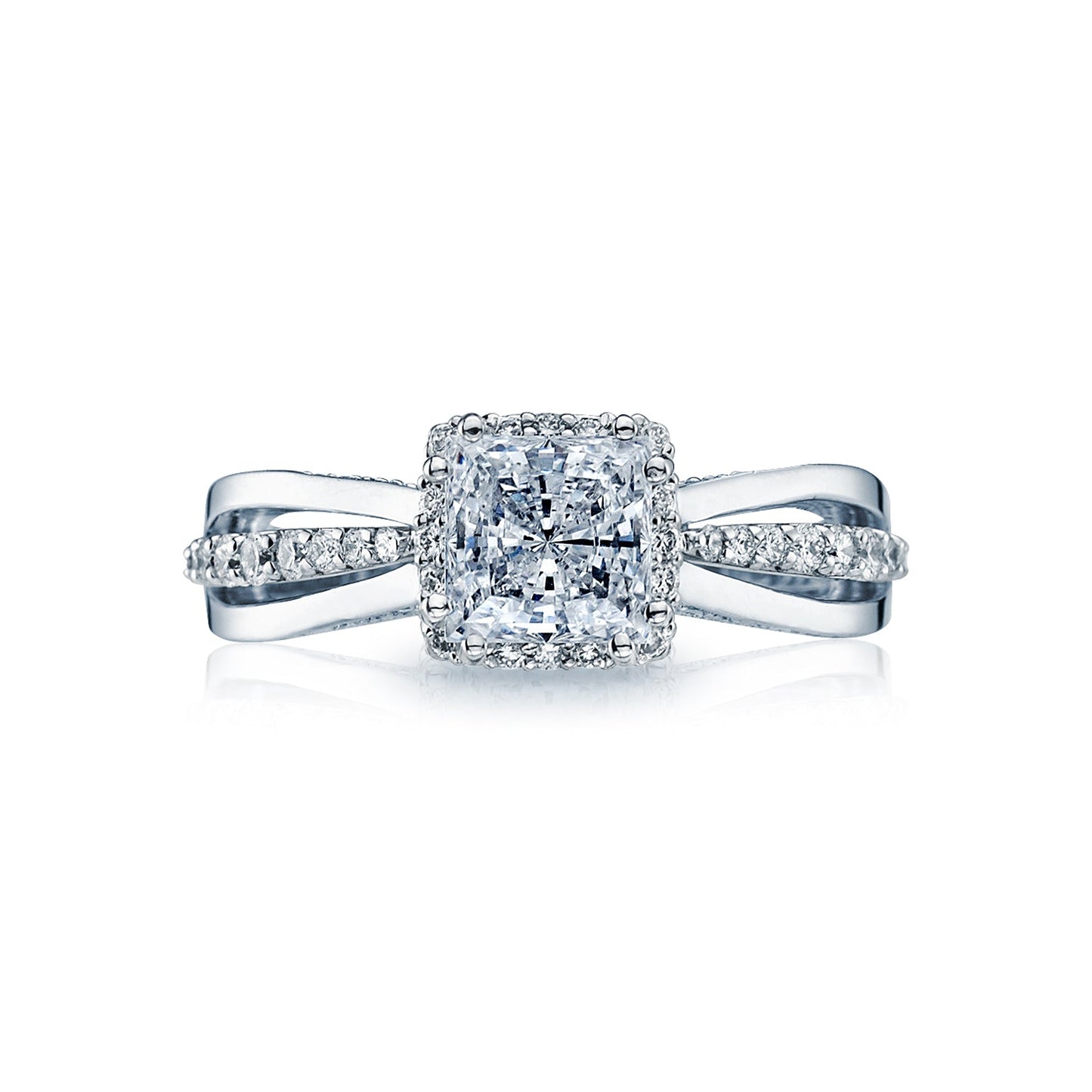 Tacori 18k White Gold Dantela Princess Diamond Engagement Ring Setting (0.36 CTW)