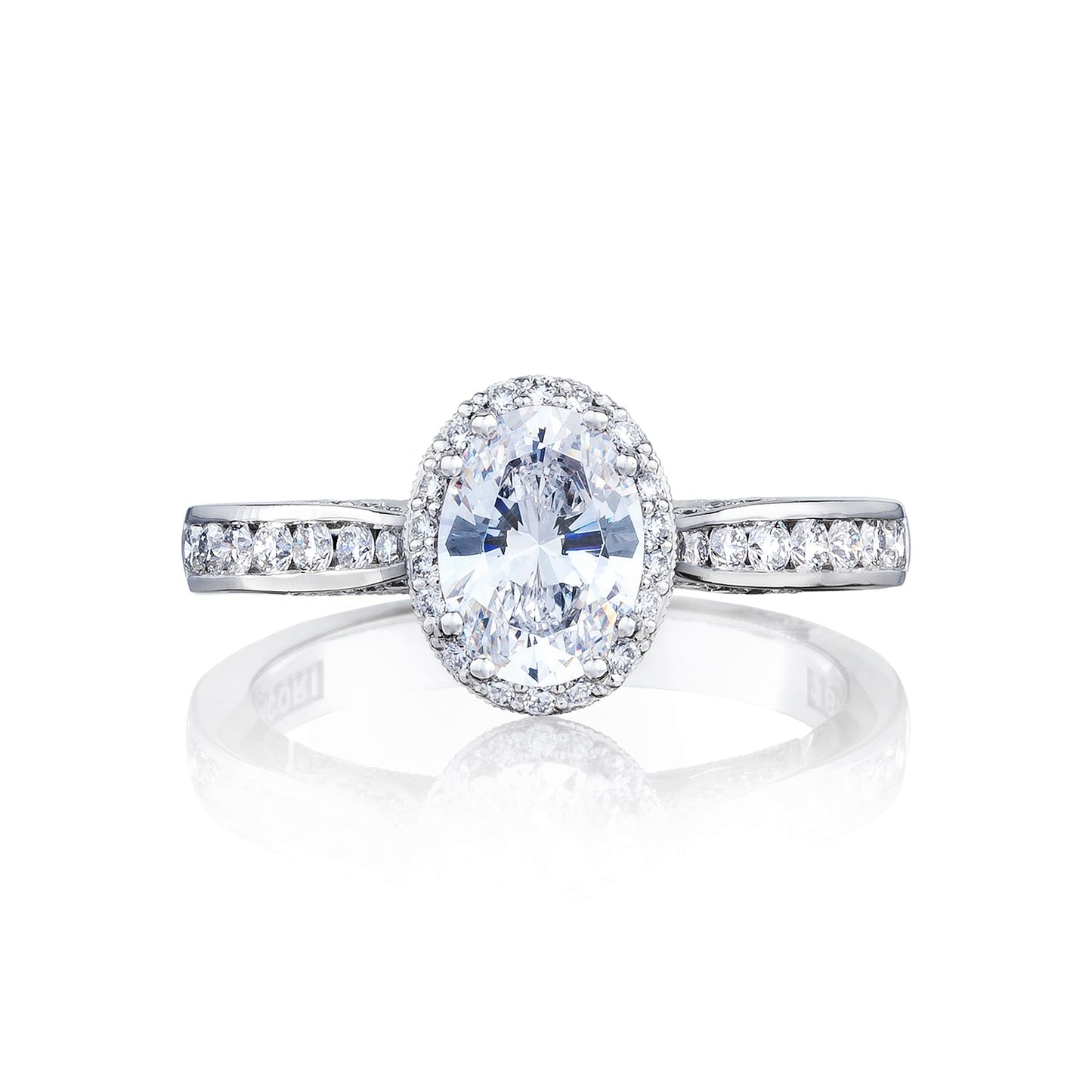 Tacori 18k White Gold Dantela Oval Diamond Engagement Ring Setting (0.45 CTW)