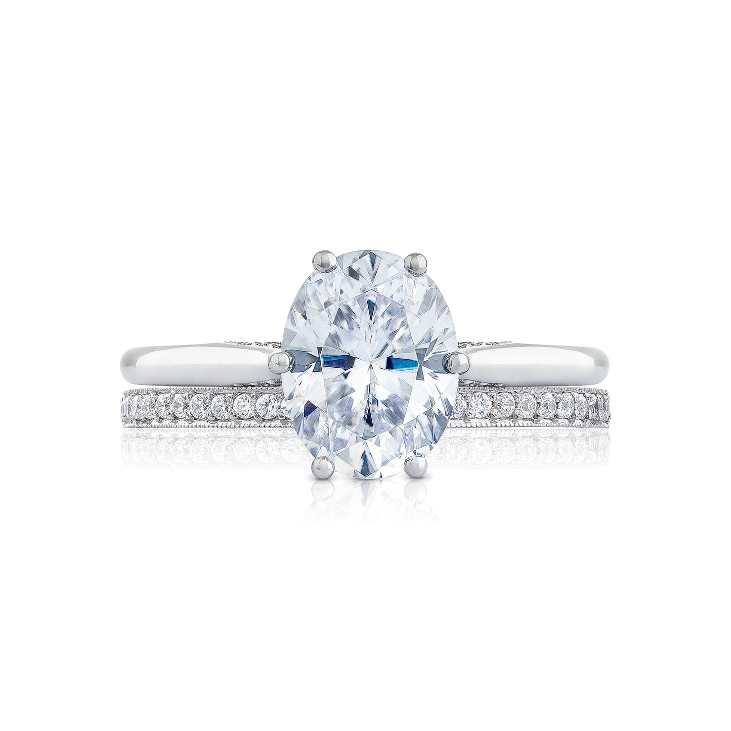 Tacori 18k White Gold Simply Tacori Oval Diamond Engagement Ring Setting (0.07 CTW)