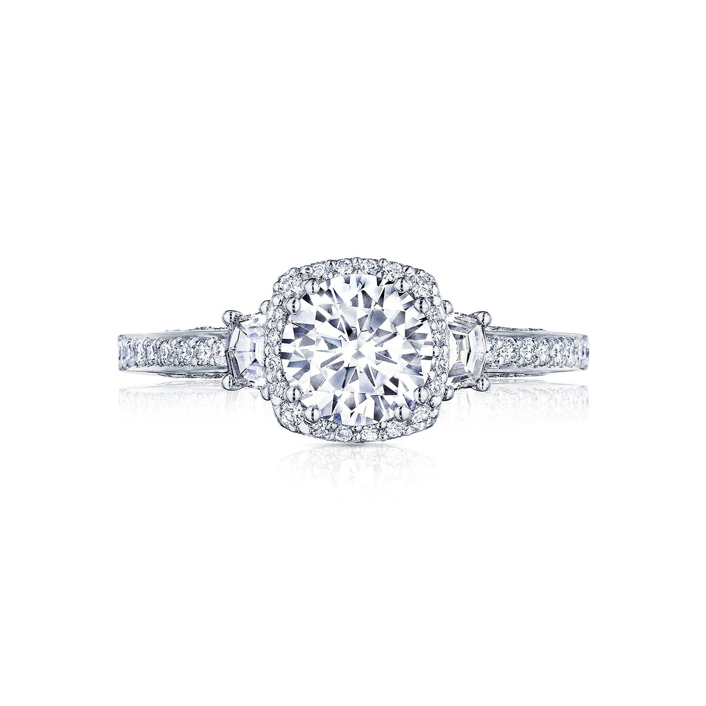 Tacori 18k White Gold Dantela Round Diamond Engagement Ring Setting (0.5 CTW)