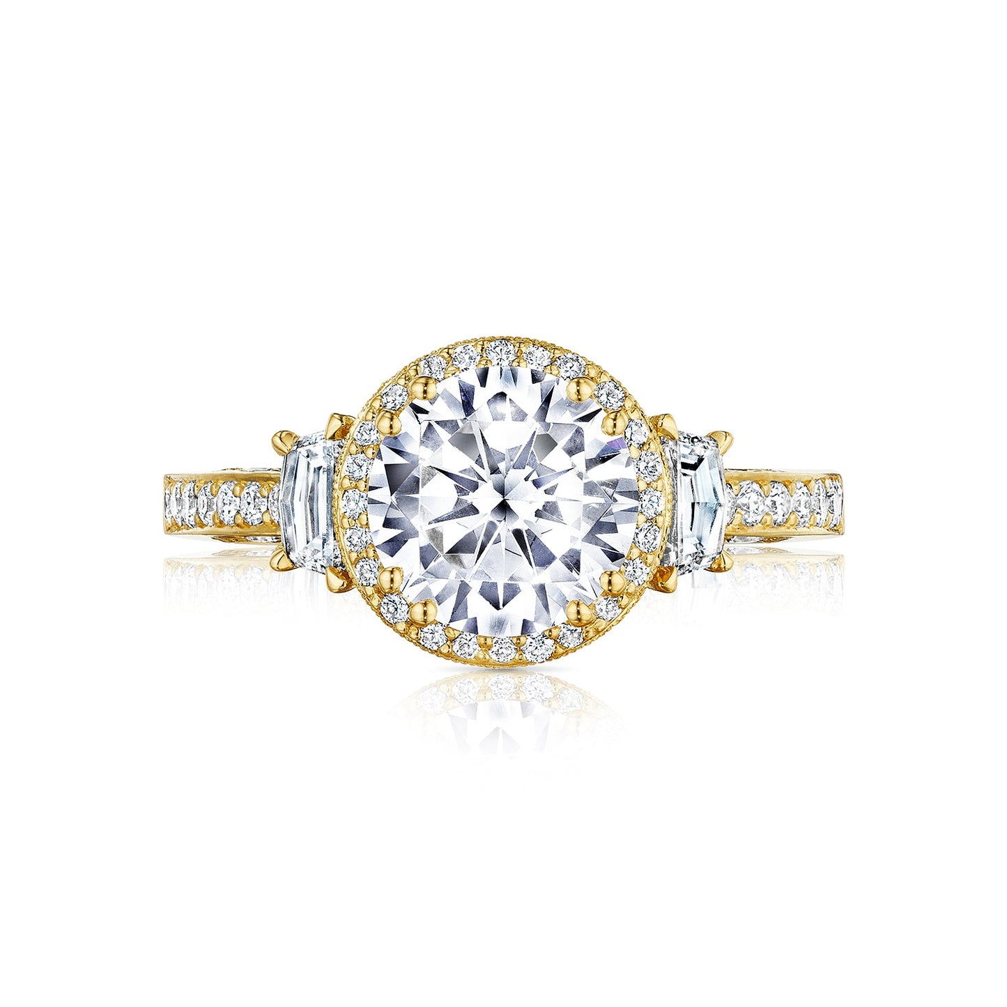 Tacori 18k Yellow Gold Dantela Round Diamond Engagement Ring Setting (0.69 CTW)