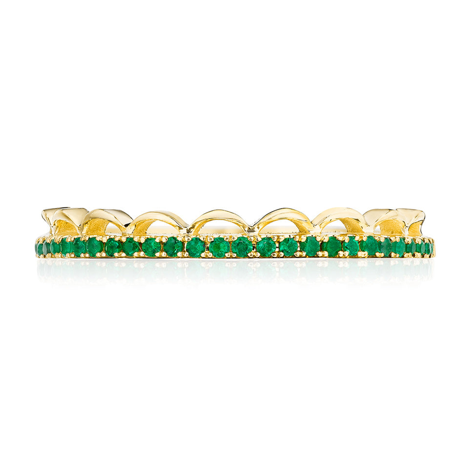 Crescent Crown Ring with Emerald