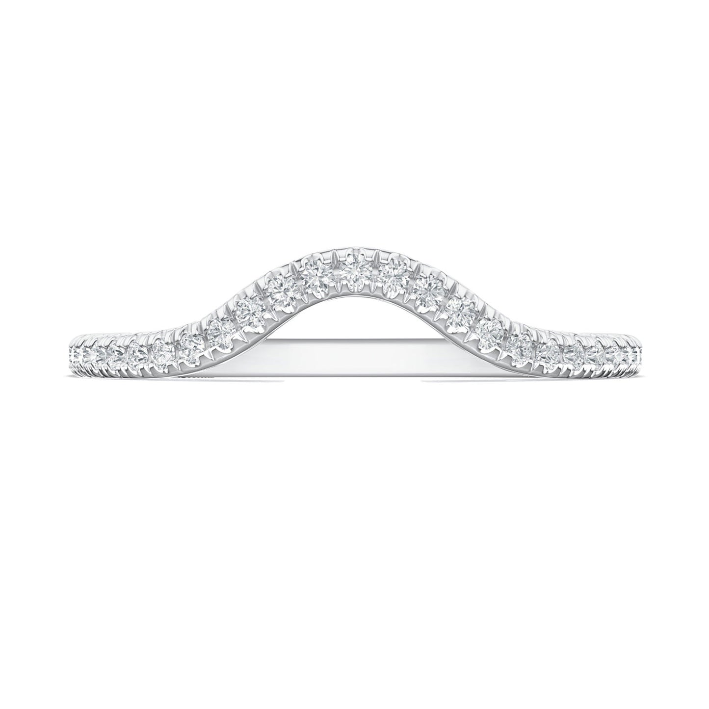 French Pavé Diamond Contour Wedding Band