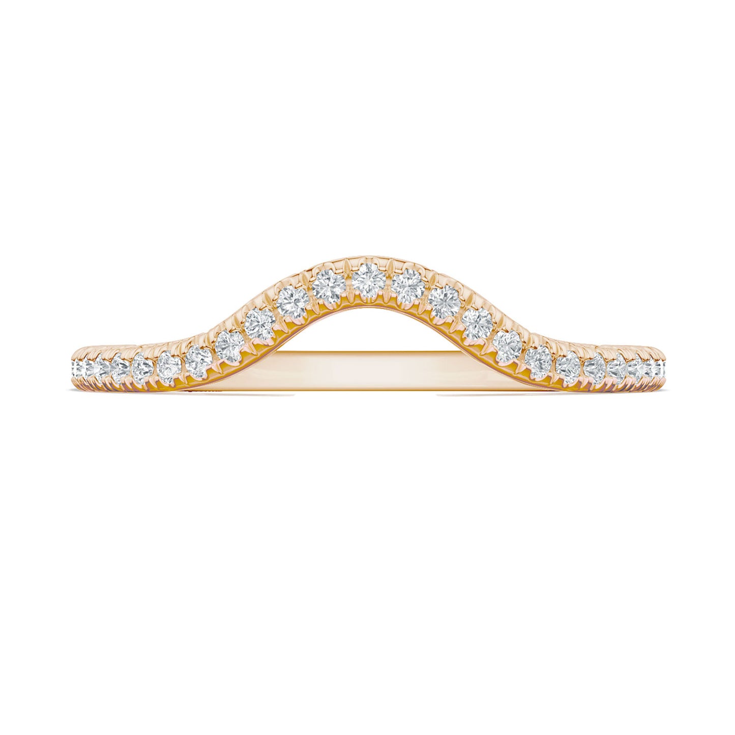 French Pavé Diamond Contour Wedding Band