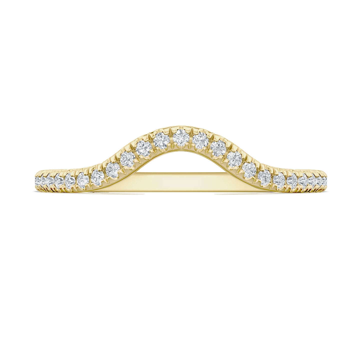 French Pavé Diamond Contour Wedding Band
