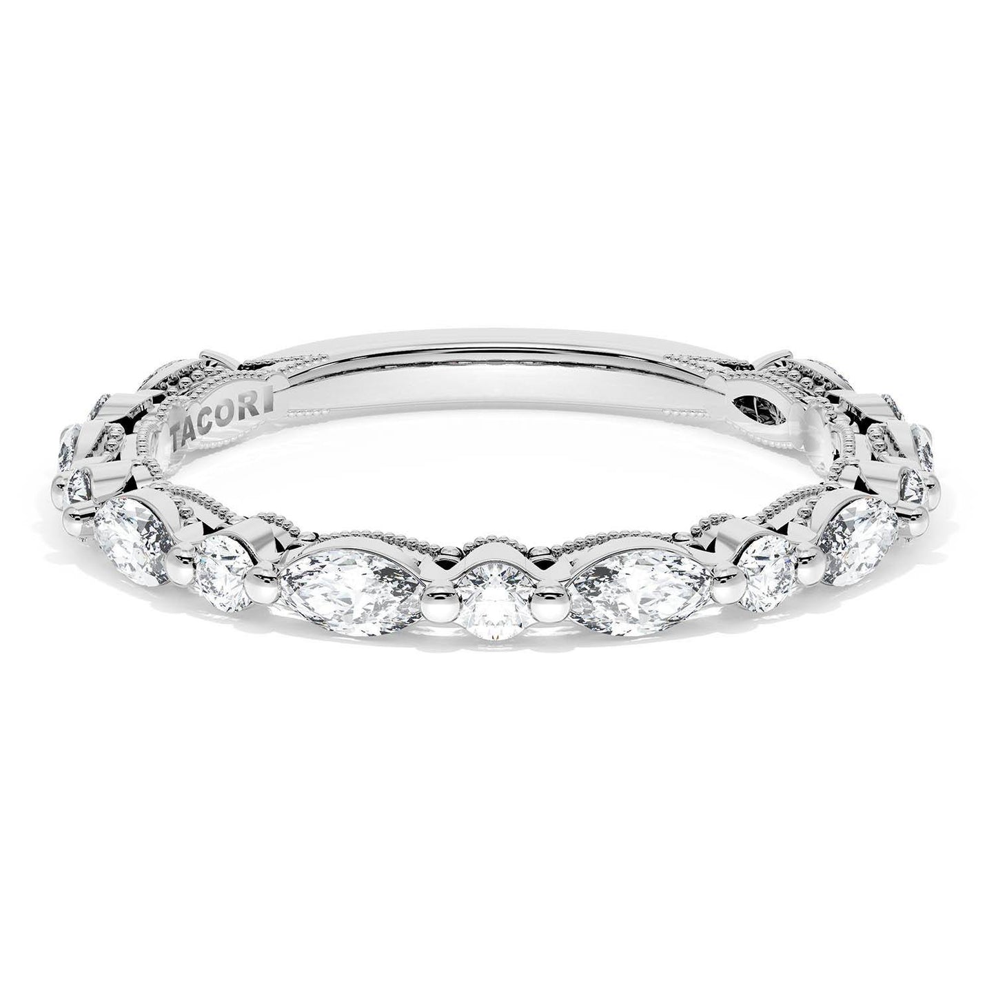 Marquise and Round Diamond Wedding Band, 2.20mm