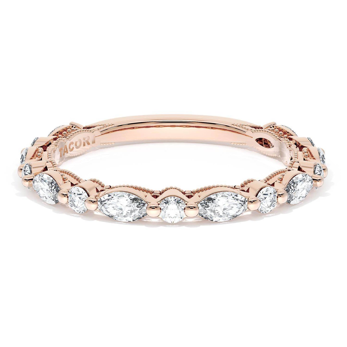Marquise and Round Diamond Wedding Band, 2.20mm
