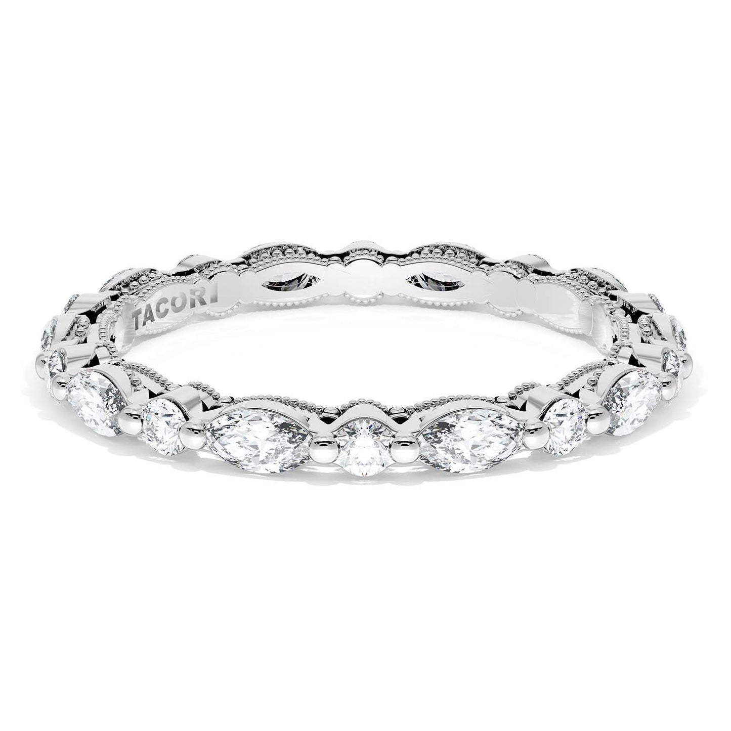 Marquise and Round Diamond Wedding Band, 2.20mm