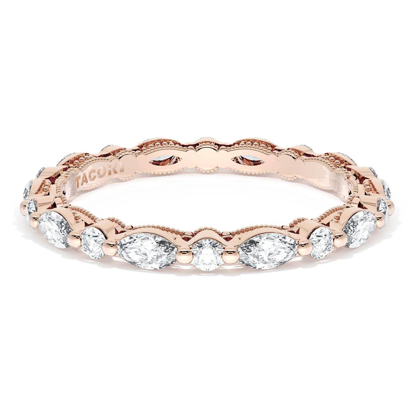 Marquise and Round Diamond Wedding Band, 2.20mm