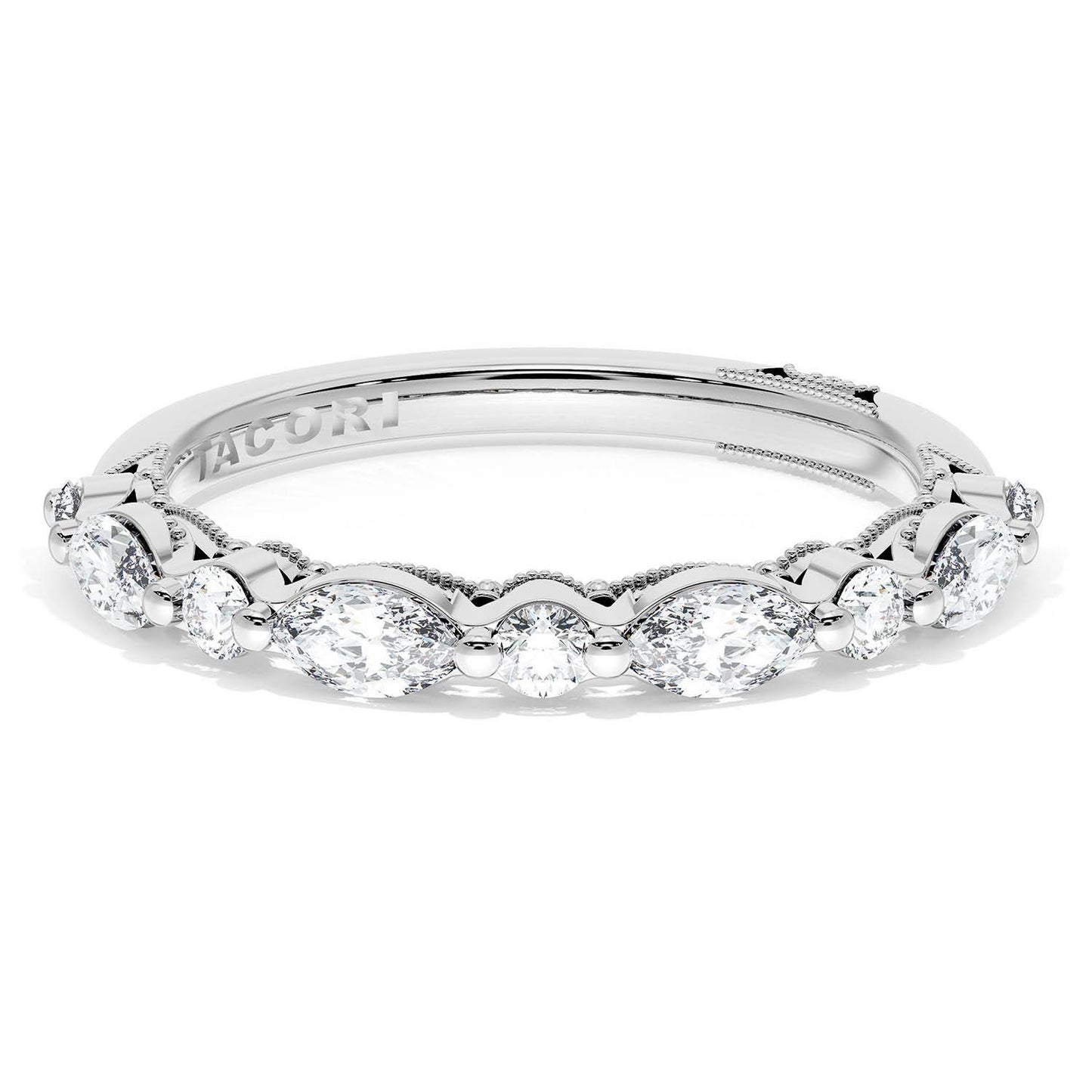 Marquise and Round Diamond Wedding Band, 2.80mm