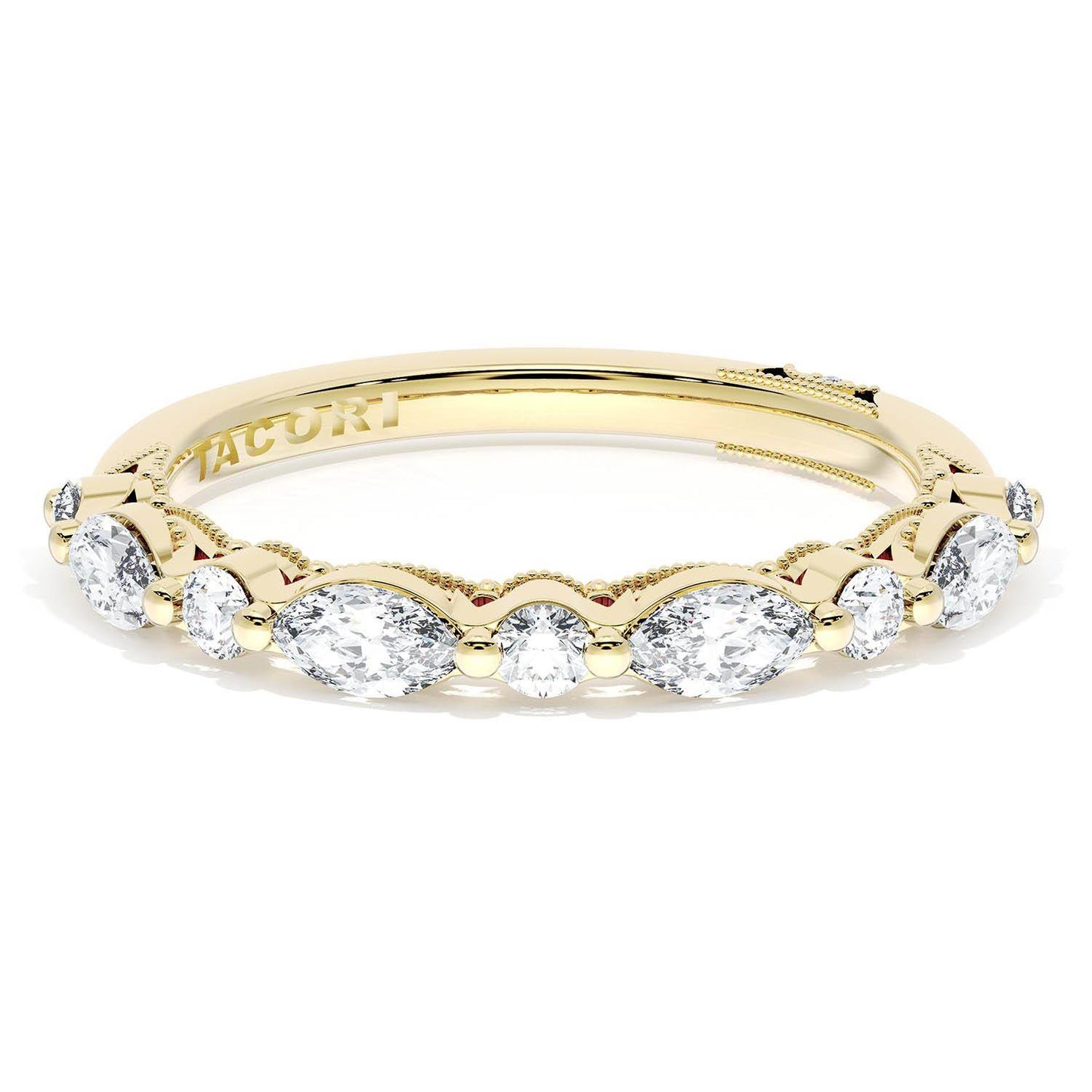 Marquise and Round Diamond Wedding Band, 2.80mm