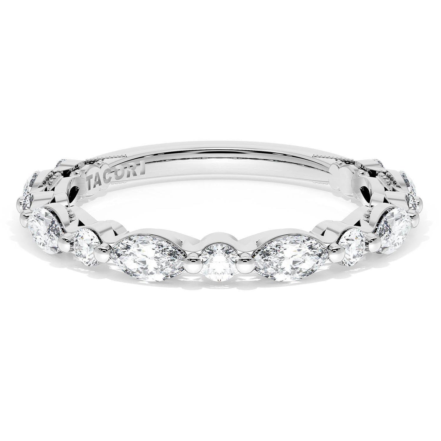 Marquise and Round Diamond Wedding Band, 2.80mm