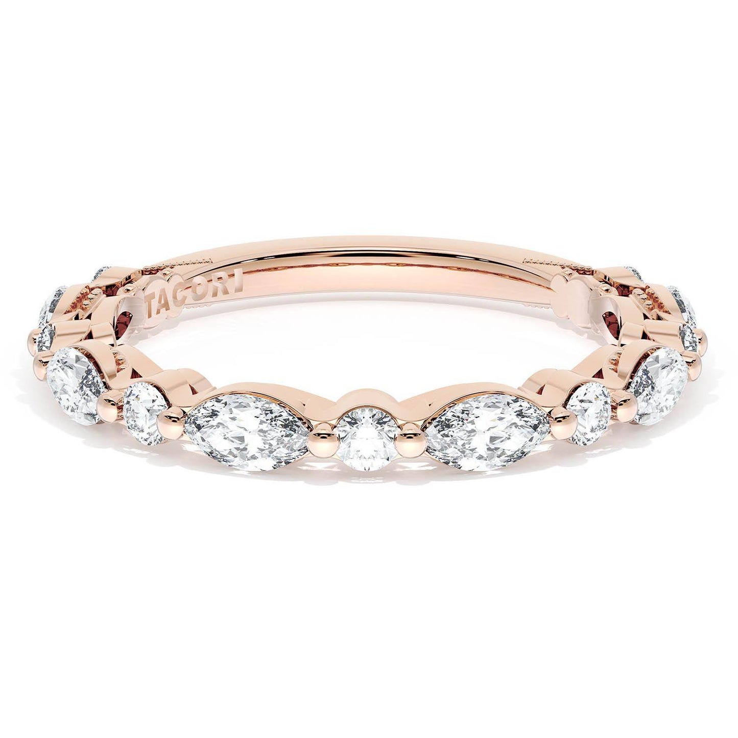 Marquise and Round Diamond Wedding Band, 2.80mm