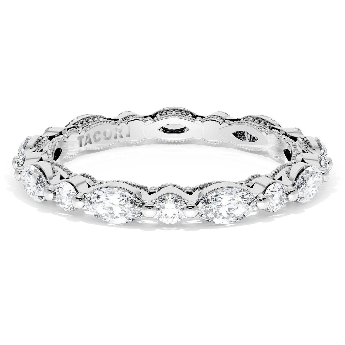 Marquise and Round Diamond Wedding Band, 2.80mm