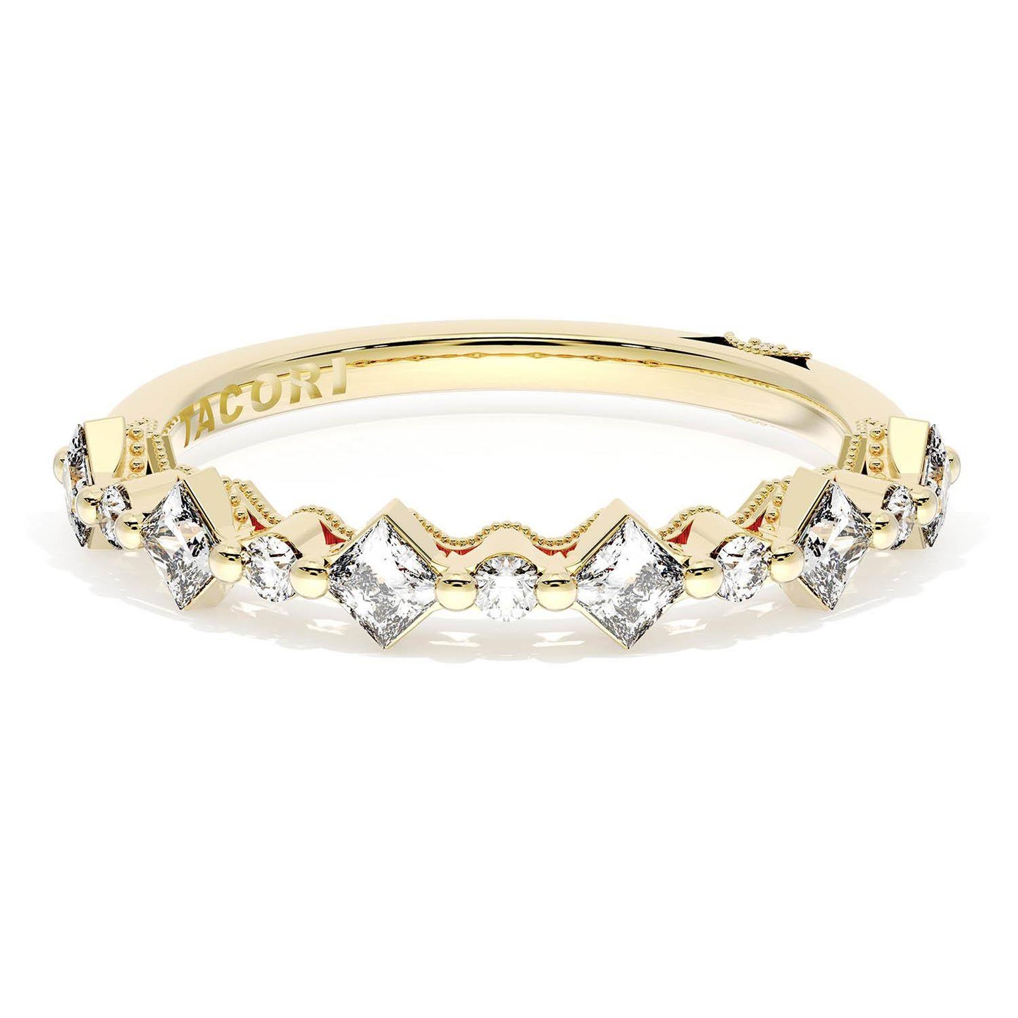 Carré and Round Diamond Wedding Band, 3.70mm