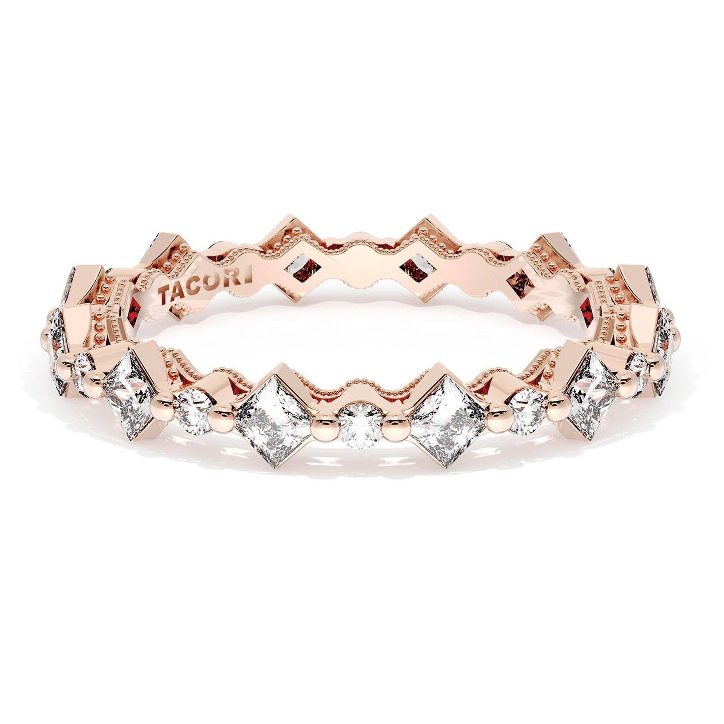 Carré and Round Diamond Wedding Band, 3.70mm