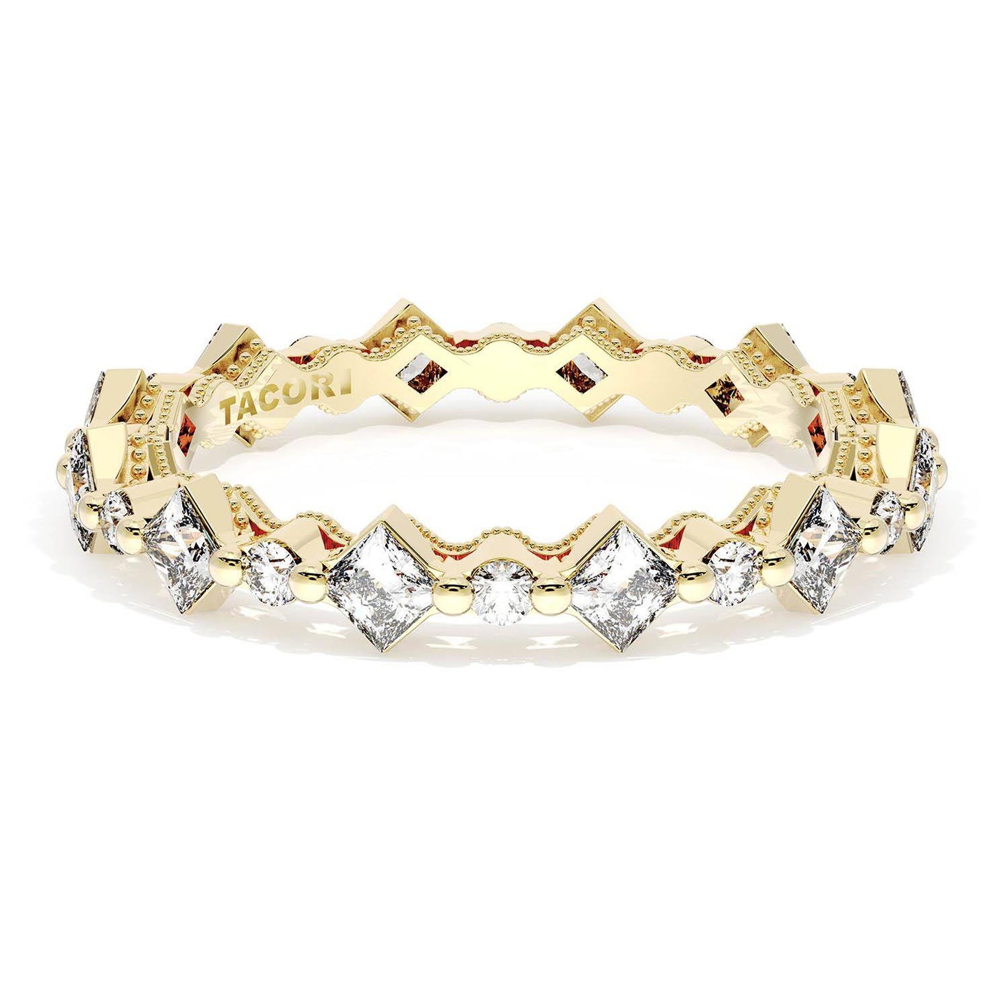 Carré and Round Diamond Wedding Band, 3.70mm