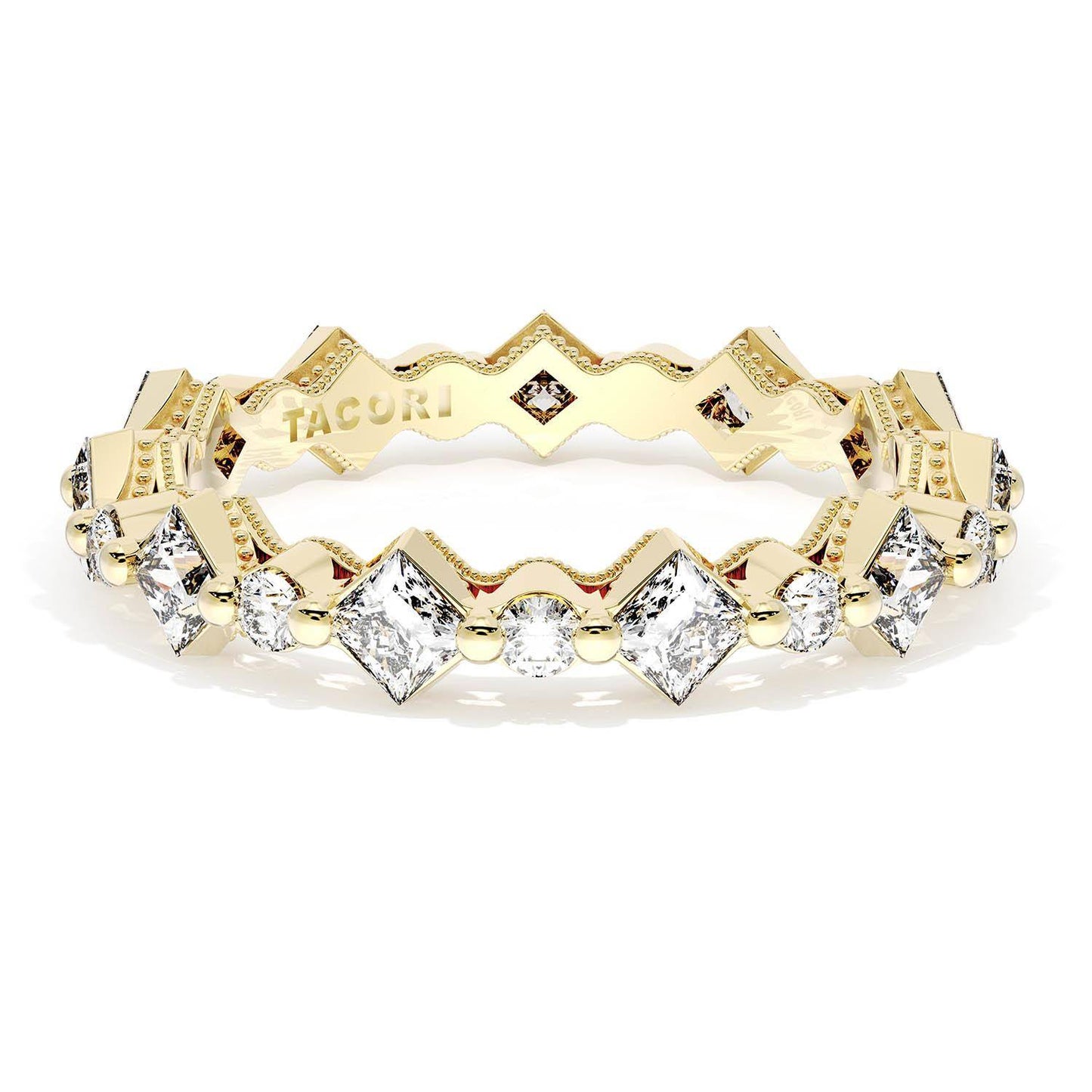 Carré and Round Diamond Wedding Band, 4.00mm