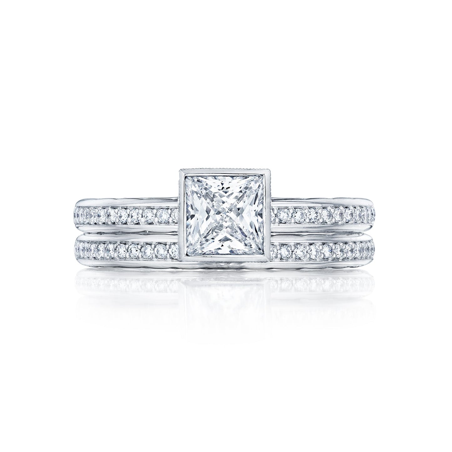 Tacori 18k White Gold Starlit Princess Diamond Engagement Ring Setting (0.13 CTW)