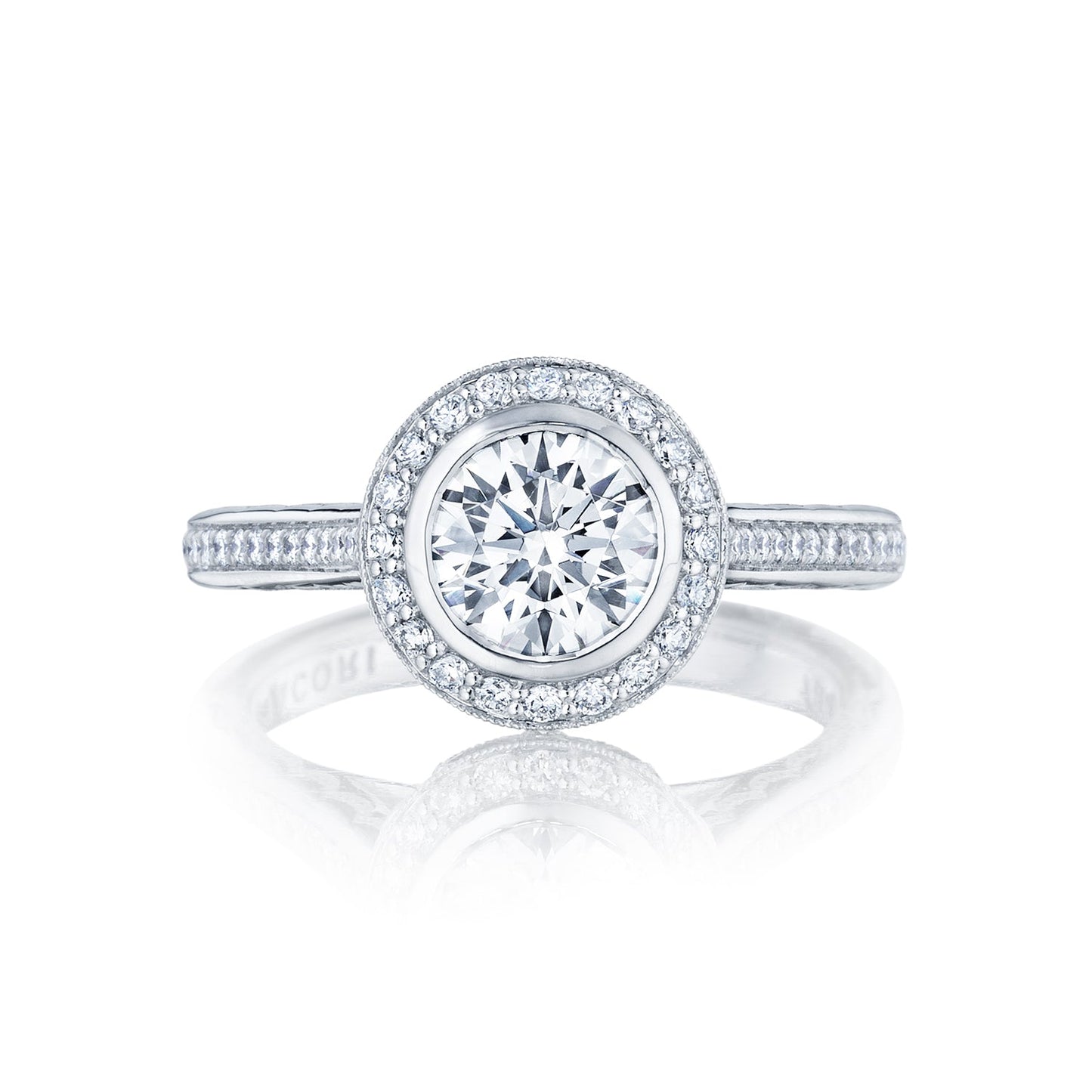 Tacori 18k White Gold Starlit Round Diamond Engagement Ring Setting (0.3 CTW)