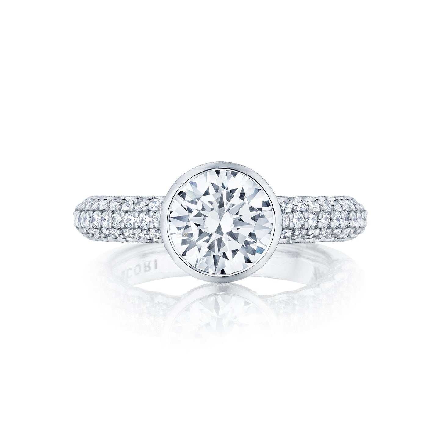 Tacori 18k White Gold Starlit Round Diamond Engagement Ring Setting (0.67 CTW)