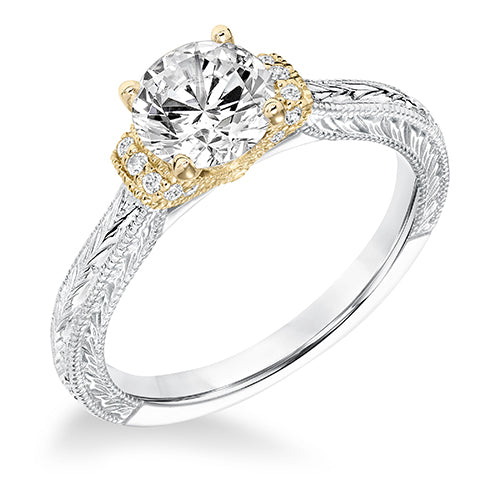 Goldman 14k Two Tone Gold 0.08ct Diamond Semi Mount Engagement Ring