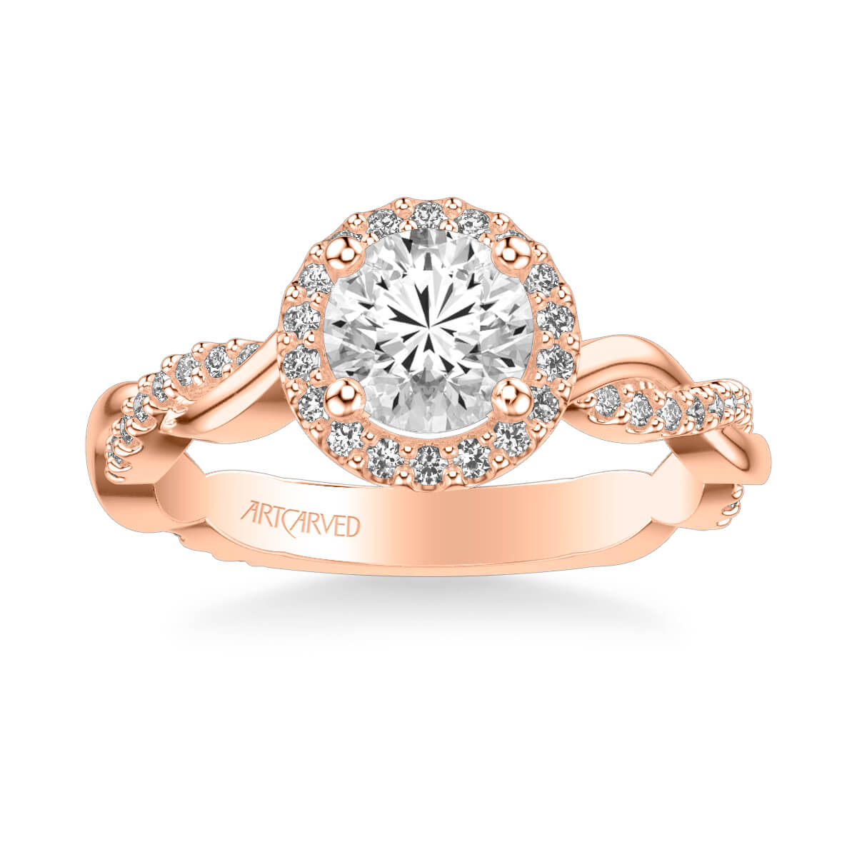 Kinsley Contemporary Round Halo Twist Diamond Engagement Ring