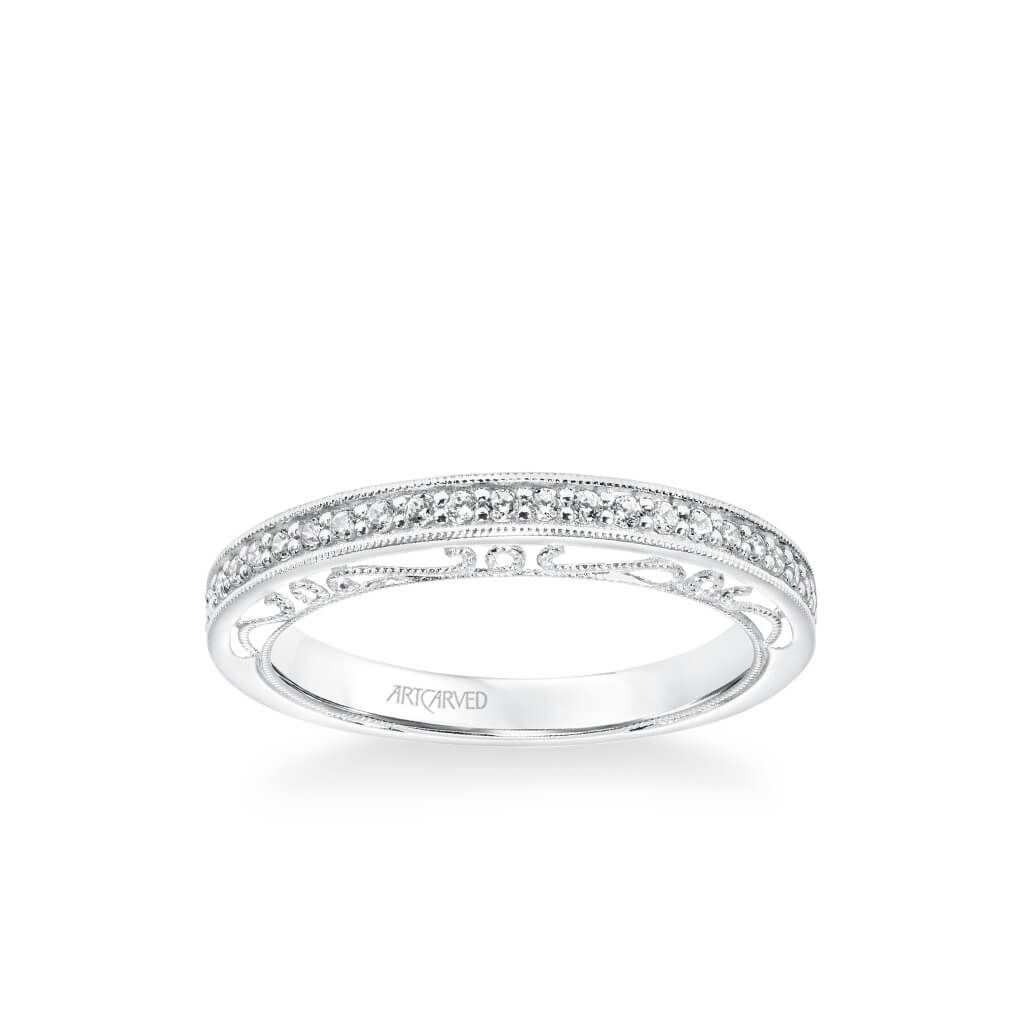 Juliana Vintage Heritage Collection Diamond and Milgrain Filigree Scrollwork Wedding Band