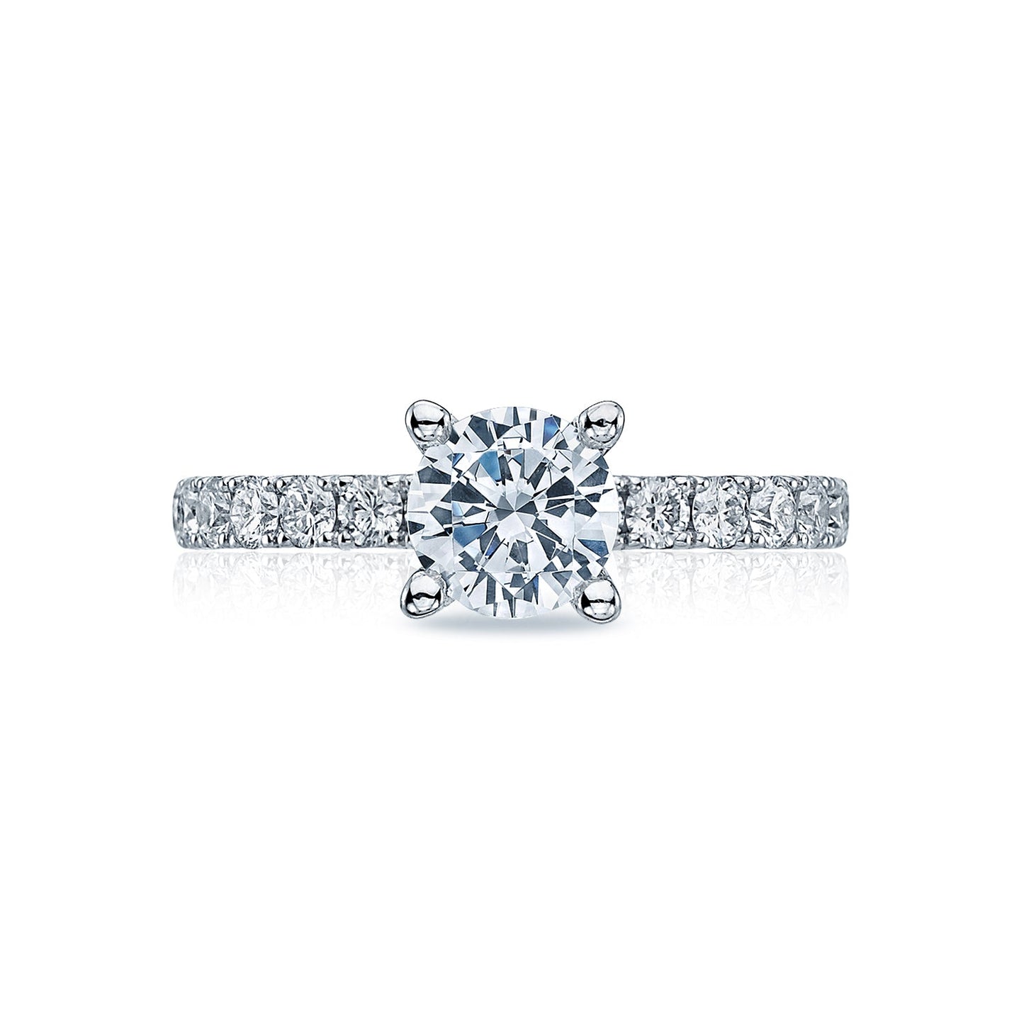 Tacori 18k White Gold Clean Crescent Round Diamond Engagement Ring Setting (0.6 CTW)