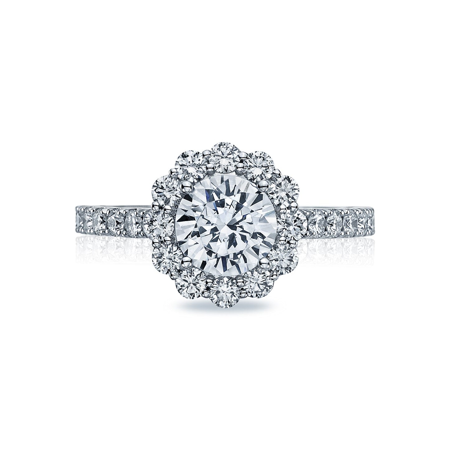 Tacori 18k White Gold Full Bloom Round Diamond Engagement Ring Setting (0.99 CTW)