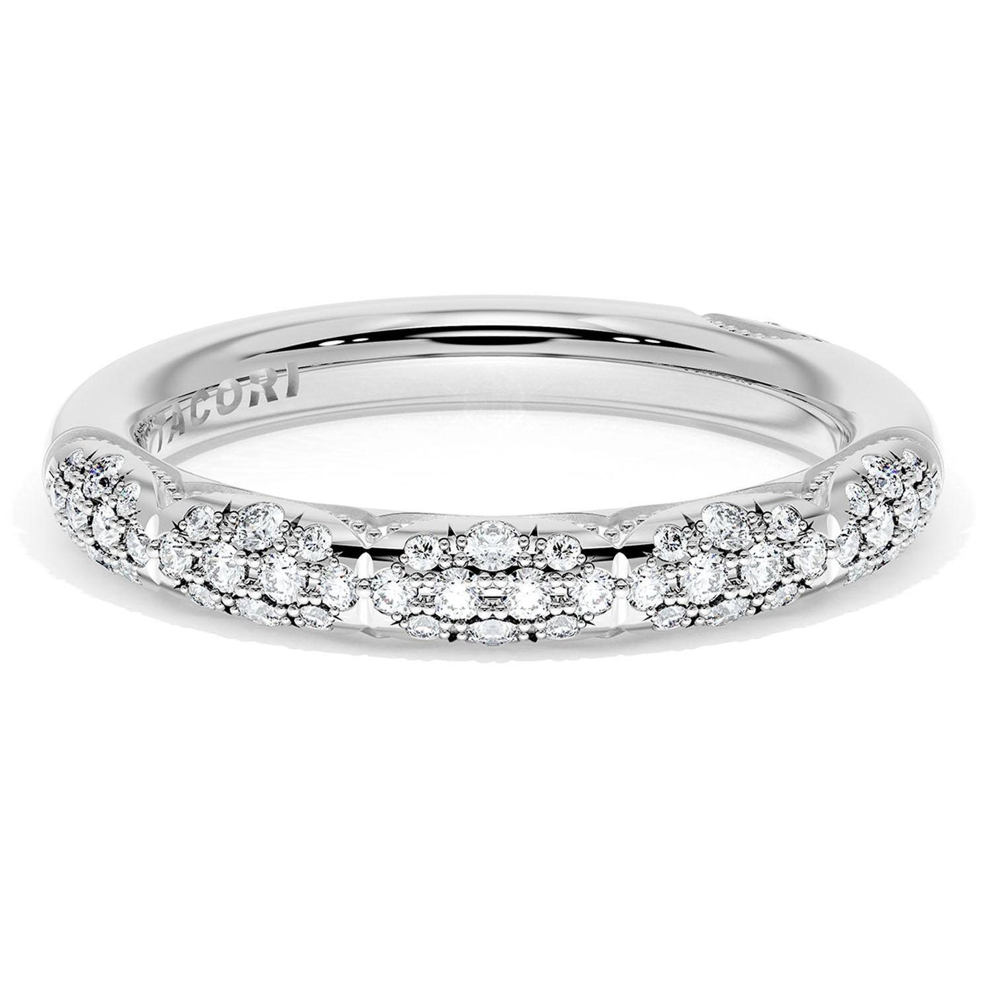 French Pavé Diamond Wedding Band, 3mm