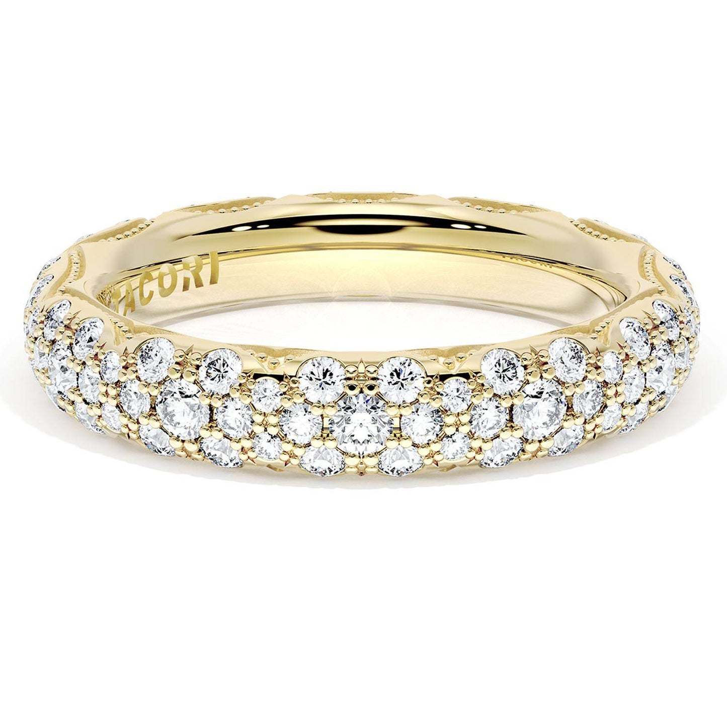 French Pavé Diamond Wedding Band, 4mm