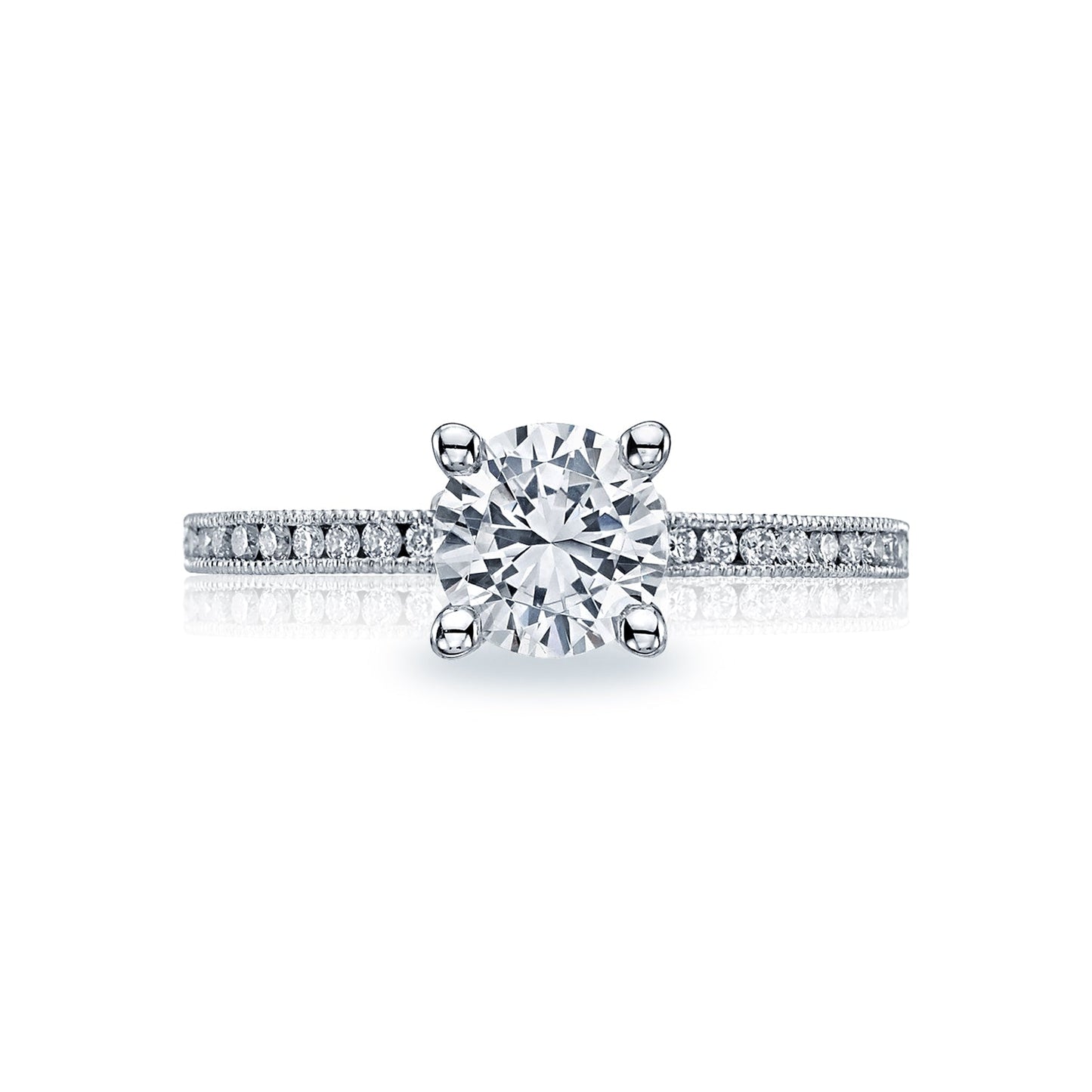 Tacori 18k White Gold Sculpted Crescent Round Diamond Engagement Ring Setting (0.19 CTW)